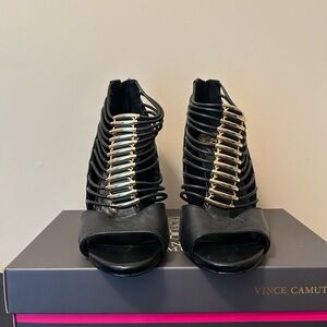 Vince Camuto Strappy Heels with Gold Accent, Womens Size 6 Heel